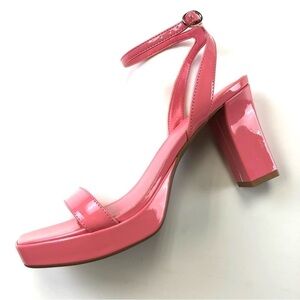 Nine West pink ankle strap platform square toe sandals Size 9 heels